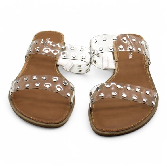 Sun Stone Womens Beige Cushioned Comfort Studded Slip Resistant Easten Round Toe - Picture 2 of 9